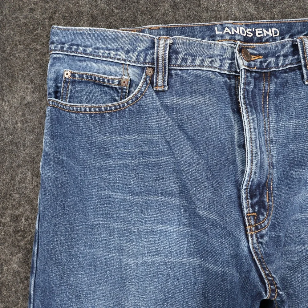Lands'‎ End Jeans Mens 37 Blue 100% Cotton Traditional Fit Straight Leg Denim